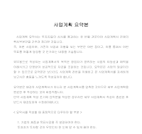 사업계획 요약본 사업계획 요약본
